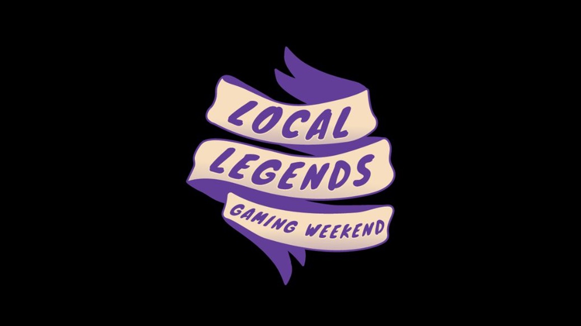 Black background with Local Legends Gaming Weekend logo on top