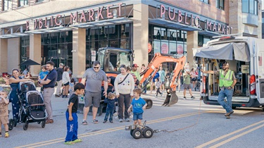 Demonstration of stormwater robot outside the Lenexa Public Market