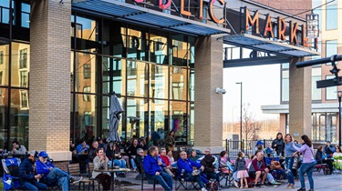 Exterior of Public Market on a Friday night